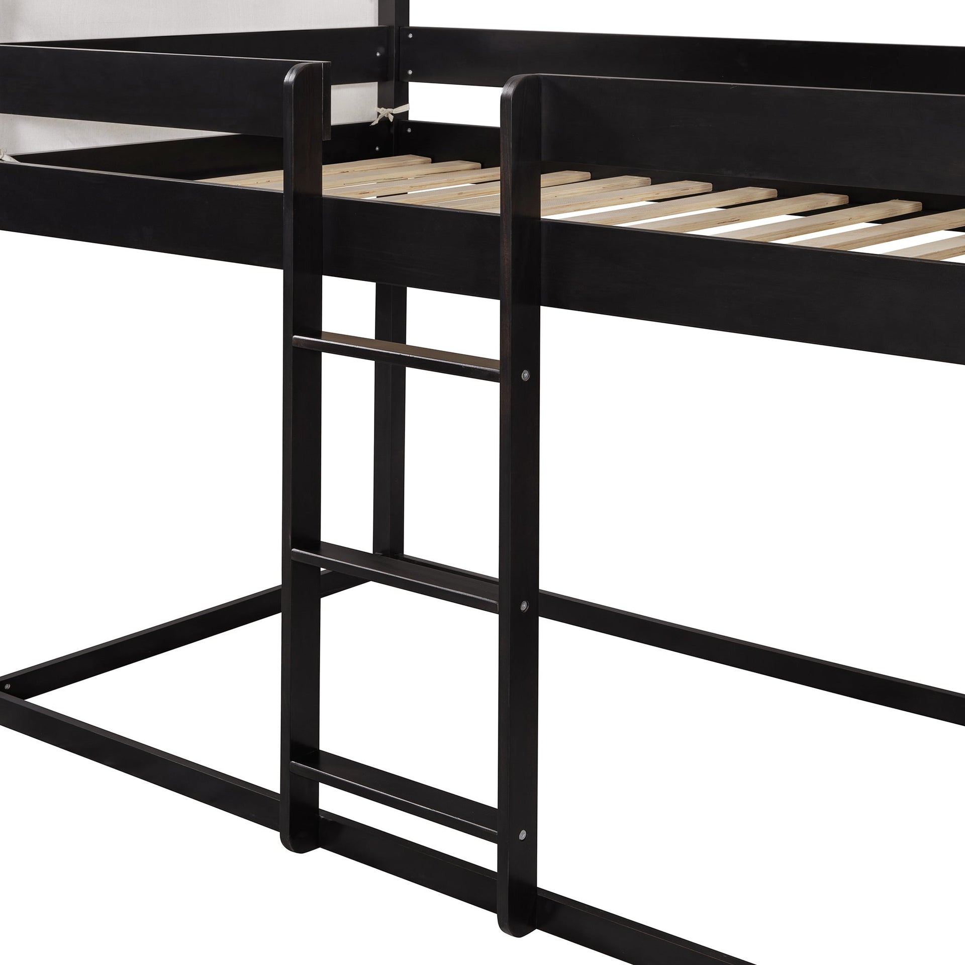 Twin Over Twin Wood Bunk Bed with Tent Canopy for Kids Bedroom Furniture