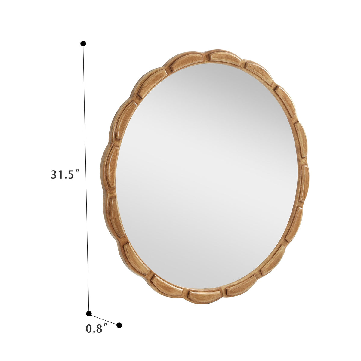 Round Solid Wood Wall Mirror - 31.5
