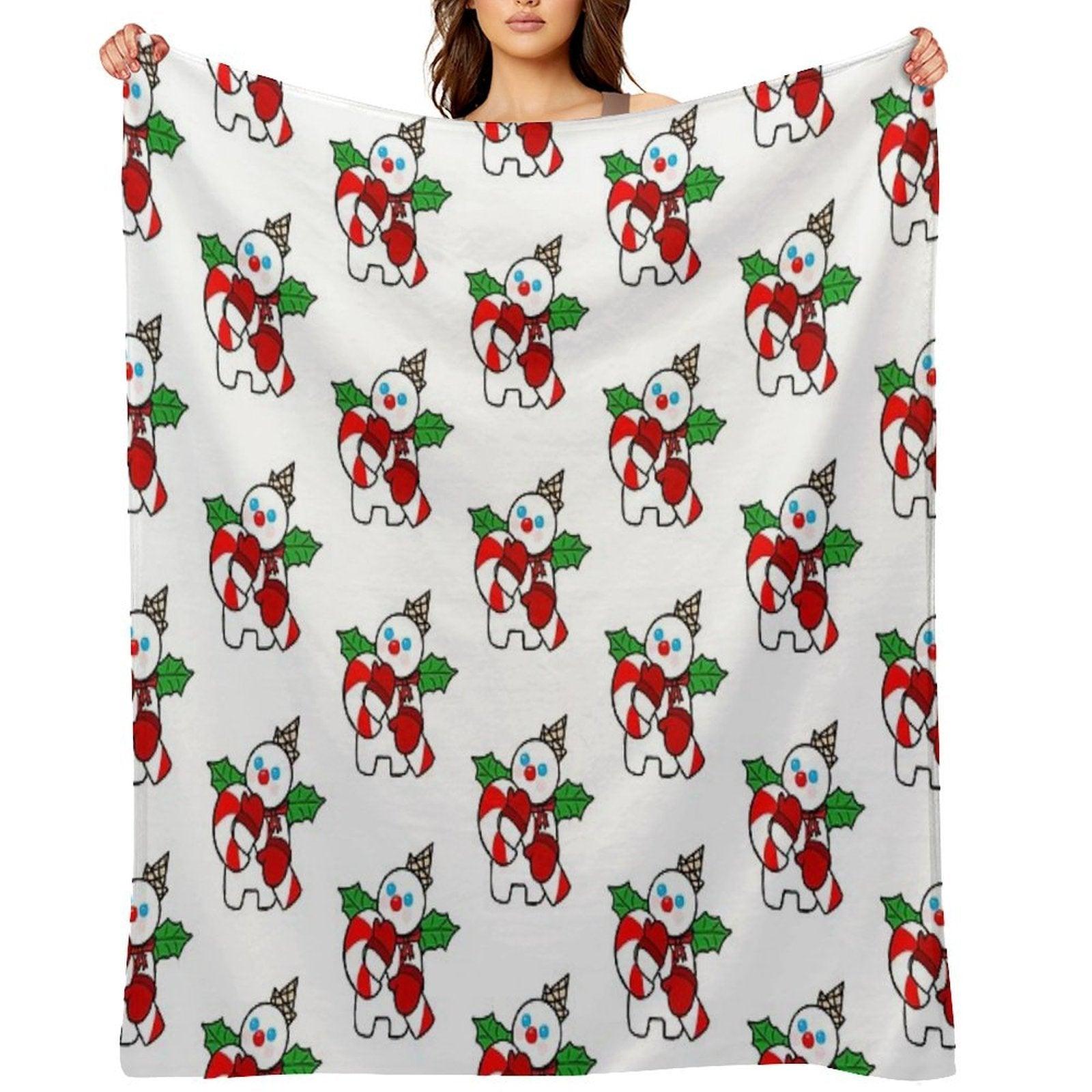 Mr. Bingle with Candy Cane Throw Blanket