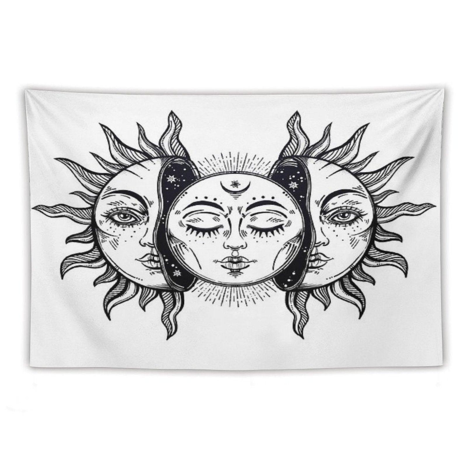 Vintage Solar Eclipse Sun And Moon Tapestry