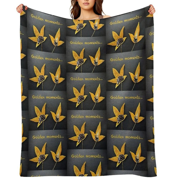 Golden Moments, Coffee And Cake Painting on Autumn Leaves Throw Blanket
