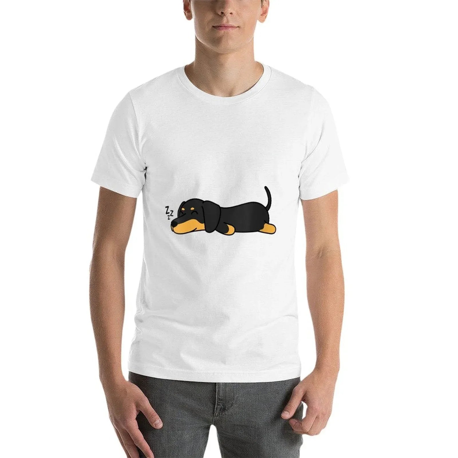 Womens Cute Nope Sleeping Dachshund Cool Nap Funny Wiener Dog Lover  Stretchy T-Shirt