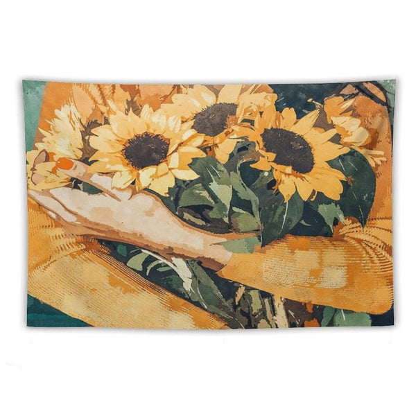 Holding Sunflowers Tapestry