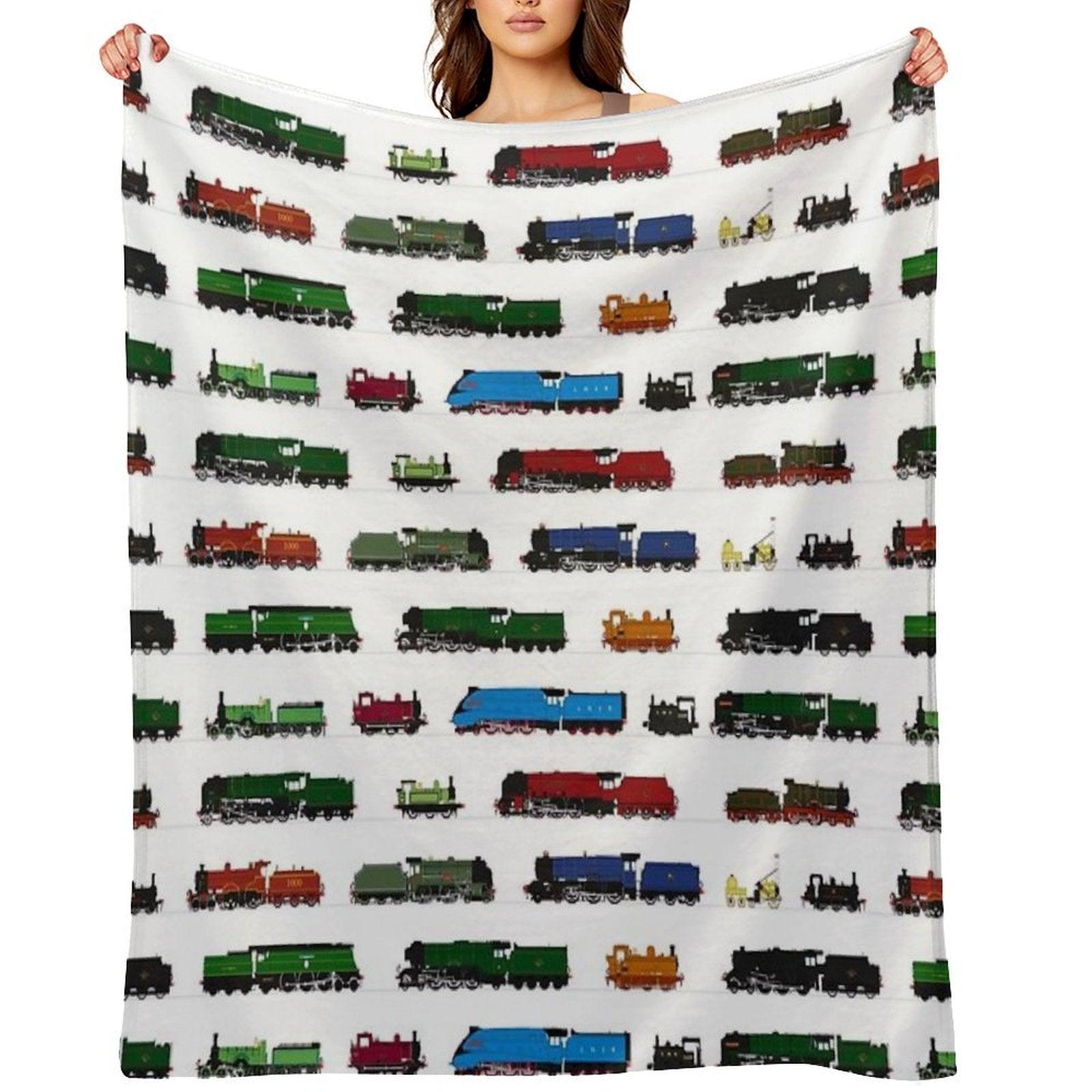 Iconic British Steam Trains Throw Blanket