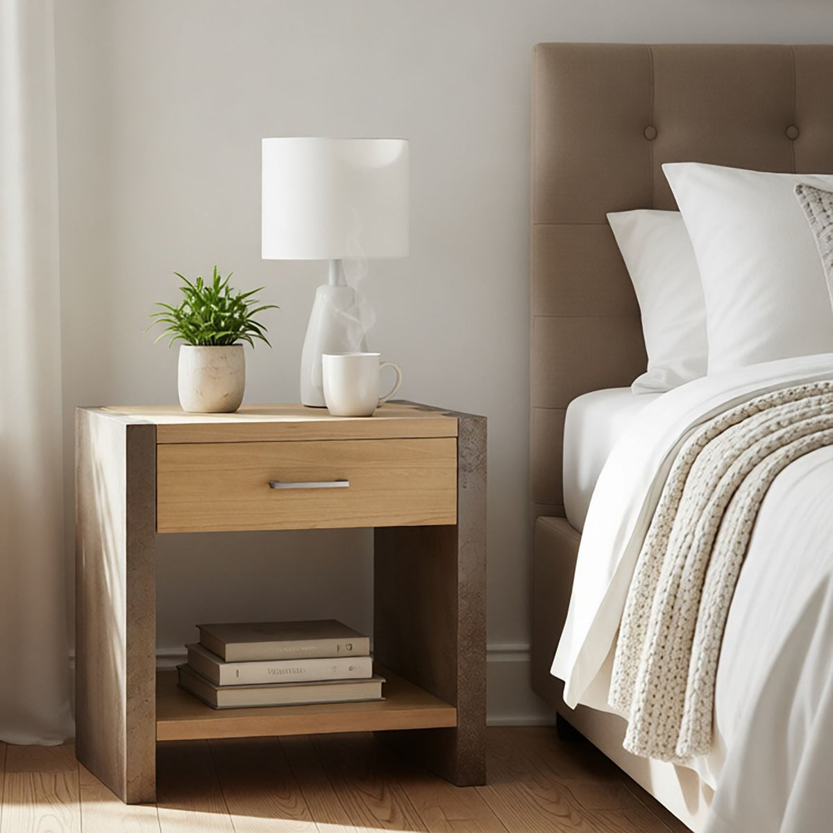 Wood Nightstand, Bedside Table