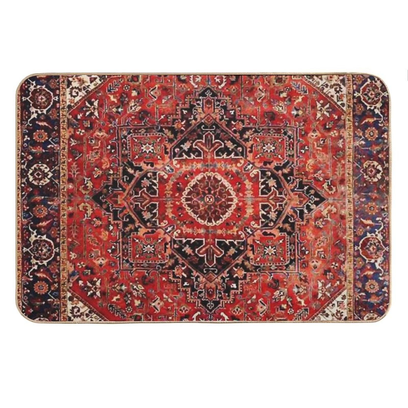 Heriz Antique Vintage Boho Persian Carpet Print Bath Mat