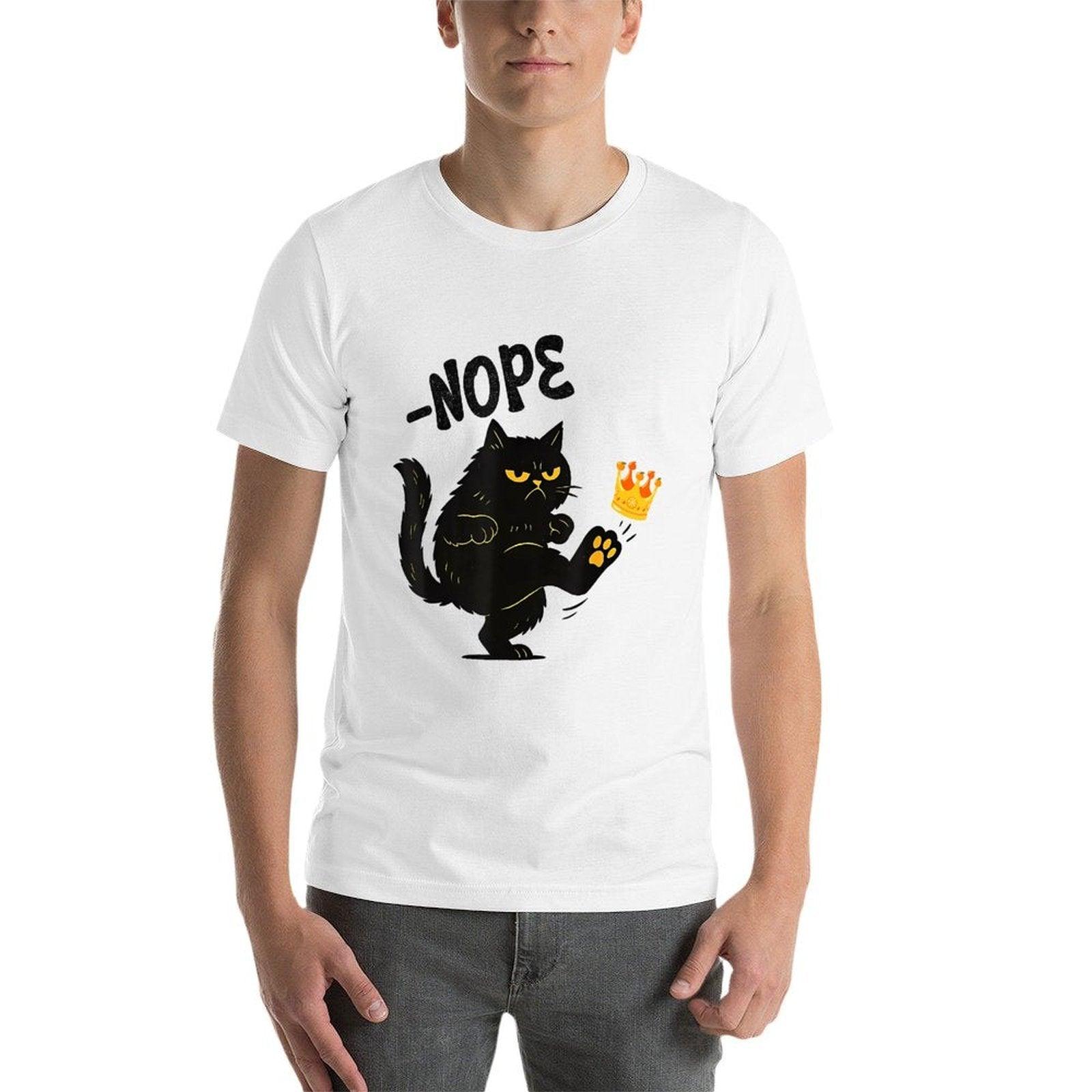 No King Nope King Funny Black Cat Men Women  Polyester Blend T-Shirt