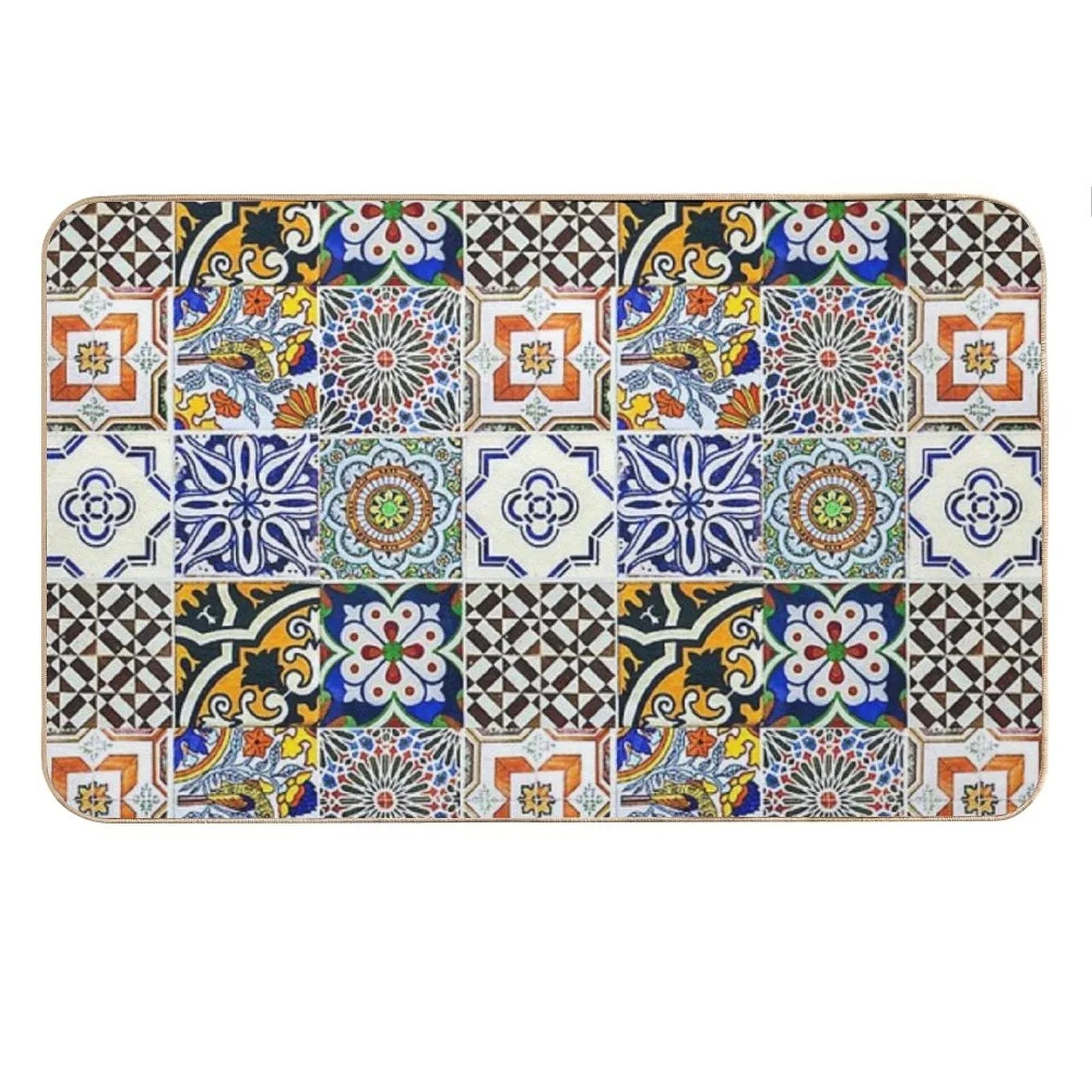 Colorful Portuguese Tile Bath Mat