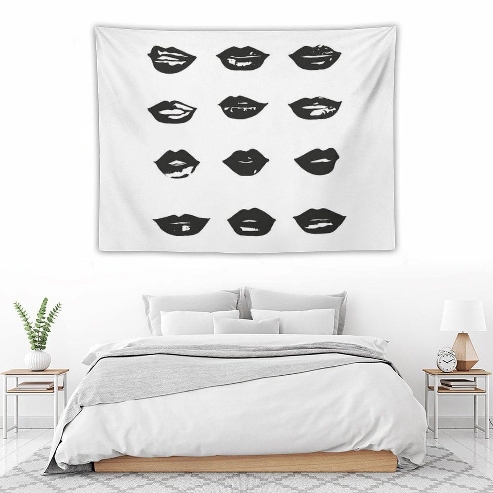 Kiss Kiss in Black And White Tapestry