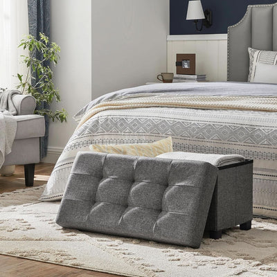 Slate Gray Storage Ottoman Bench 15x30x15.2 Inches