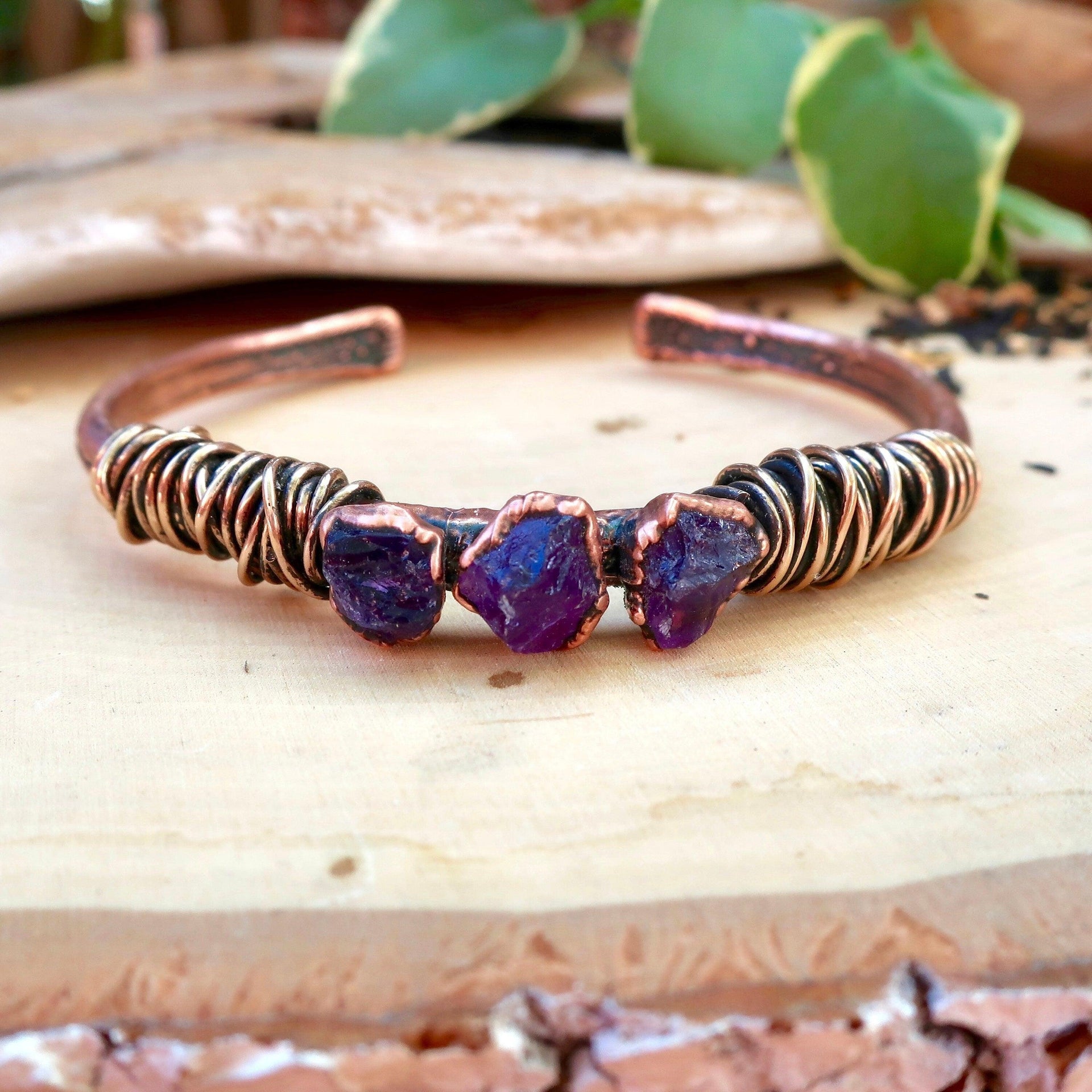 Copper Amethyst Cuff — Inner Peace, Calming Clarity | By Blackbird & Sage