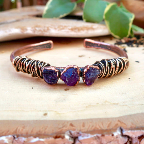 Copper Amethyst Cuff — Inner Peace, Calming Clarity | By Blackbird & Sage