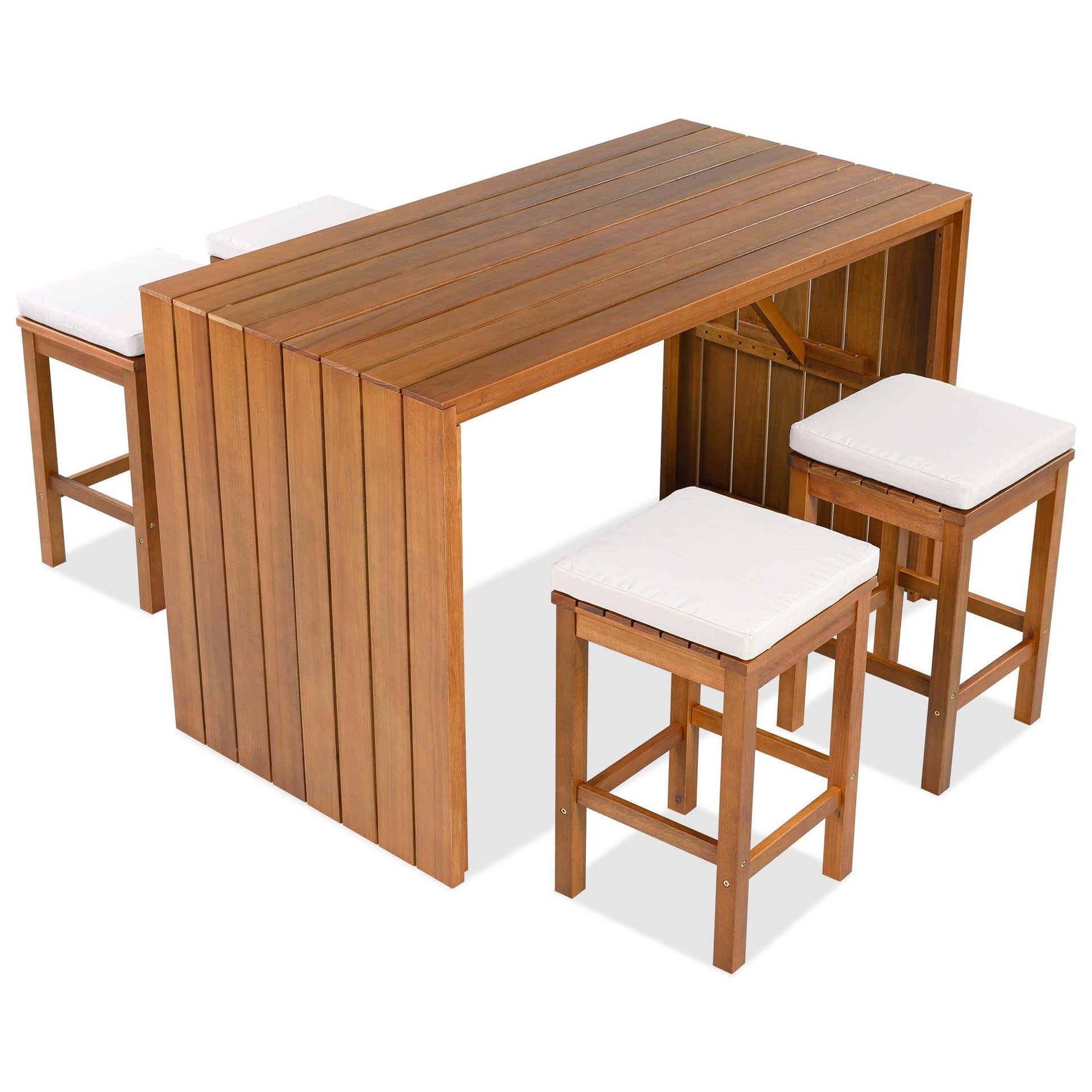 5 Piece Acacia Wood Outdoor Bar Set