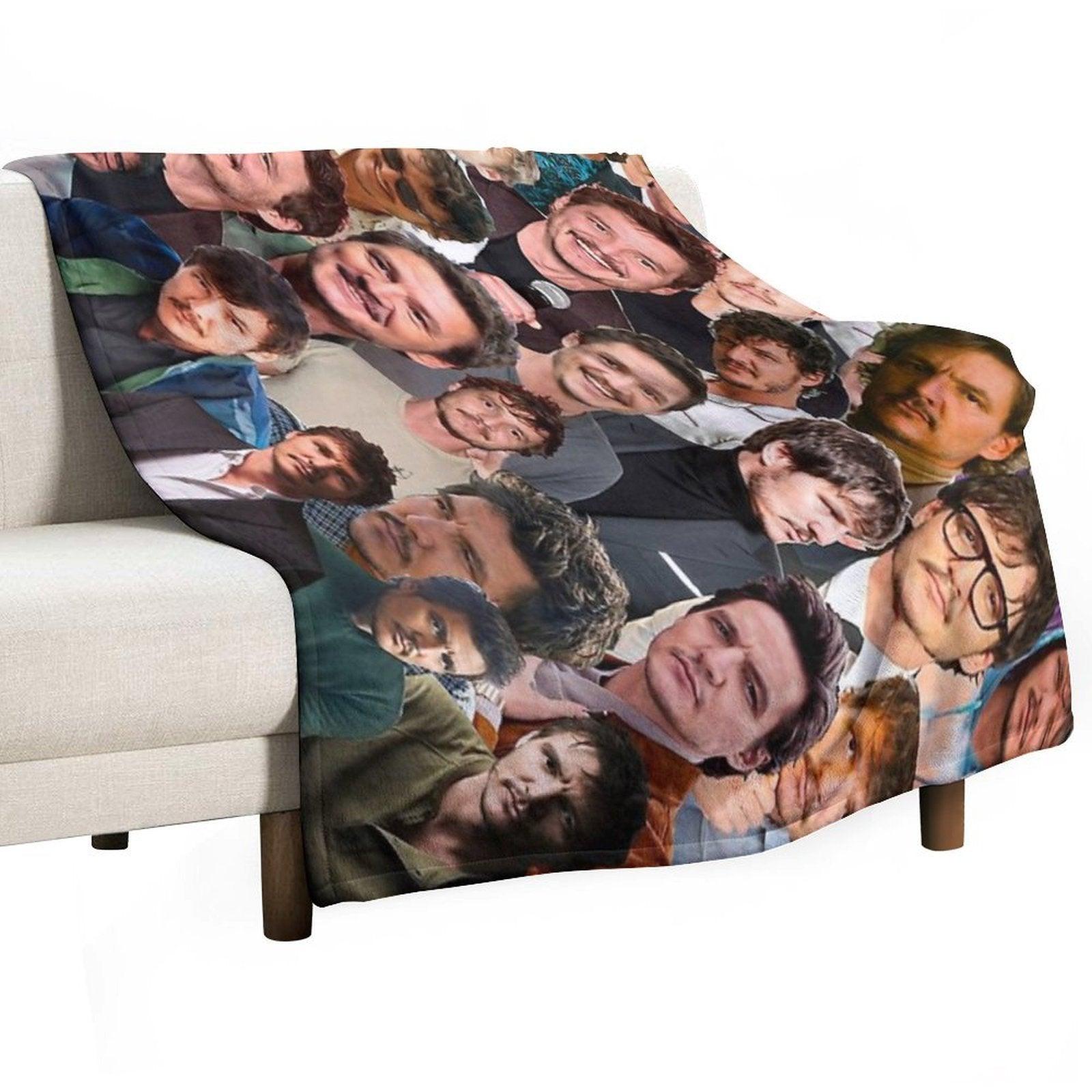 Pedro Pascal Photo Collage Throw Blanket