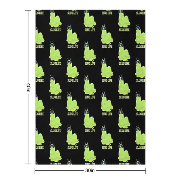 Slug Life Funny Green Slug Puns (Dark BG) Machine-washable Throw Blanket