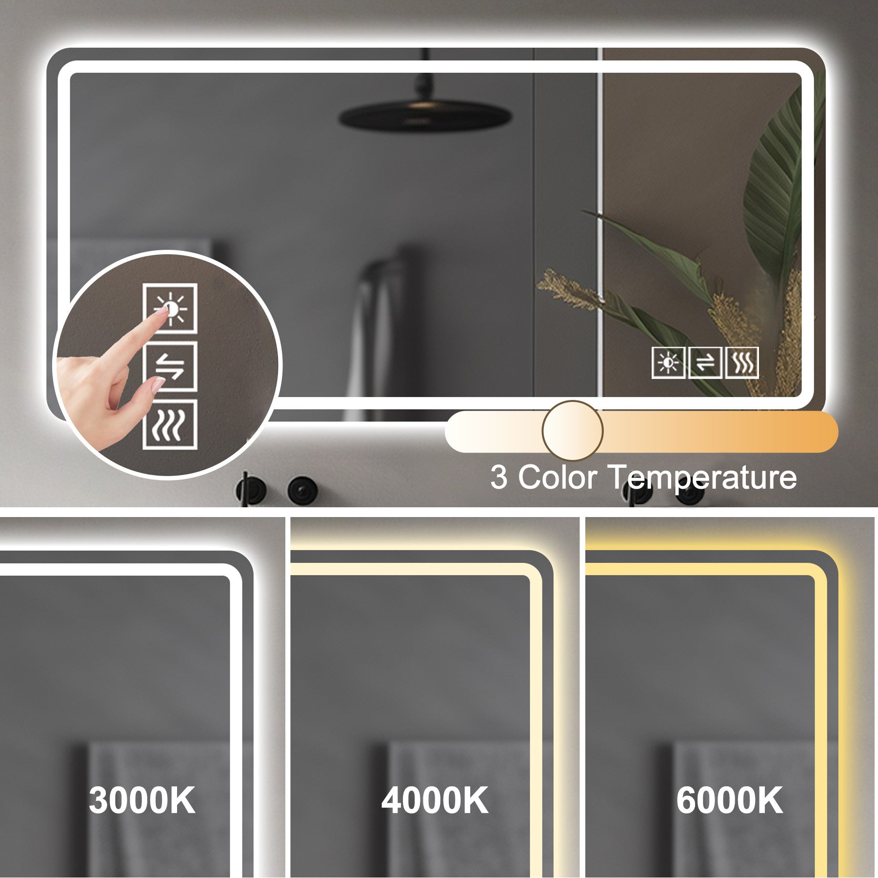 28*60inch LED Bathroom Vanity Mirror ,wall mirror,Anti-Fog, Dimmable,Shatter-Proof Tempered Glass,  Ideal for Bathroom Wall Decor, Beauty Makeup and Shaving