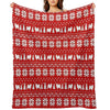 Samoyed Dog Silhouettes Red And White Christmas Holiday Pattern Plush Throw Blanket