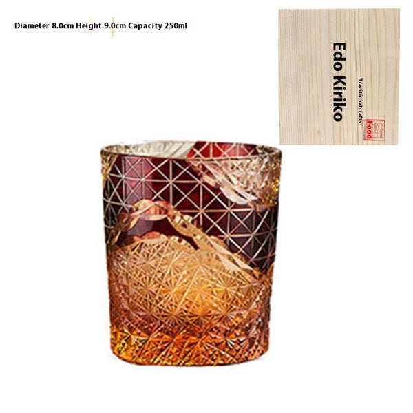 Edo Kiriko Japanese Handmade Cut Glass Cup – Single or Set of 4