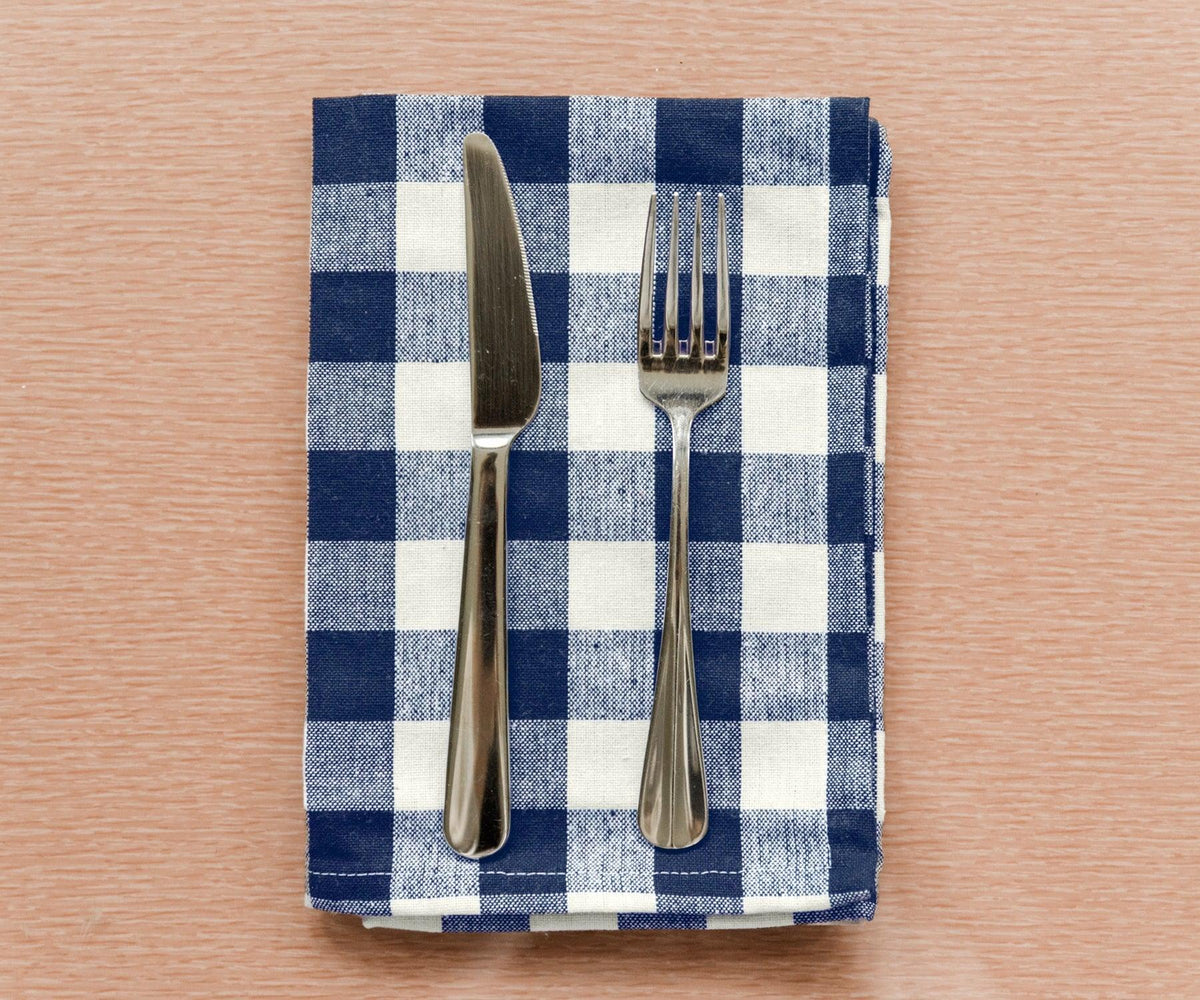 Navy Blue and Cream Buffalo Checkered Napkins