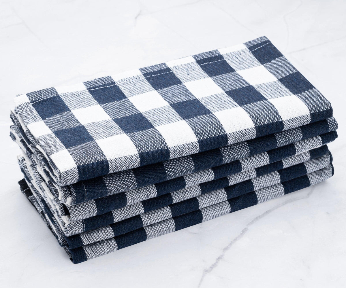 Navy Blue and Cream Buffalo Checkered Napkins