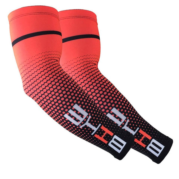 1Pair Cool Men Cycling Running UV Sun Protection Arm Cover Protective Arm Sleeve Bike Sport Arm Warmers Arm Sleeves Hand Sleeves For Biking Cycling Golf Outdoor Sports Outdoor Arm Sleeves Arm Cover For Men