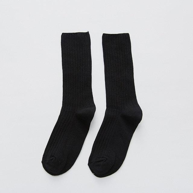 1Pair Ladies Pile Socks for Autumn Winter Pure Cotton Socks Solid Color Keep Warm Women Socks Mid Tube Socks Thickening Cashmere Socks For Men And Women