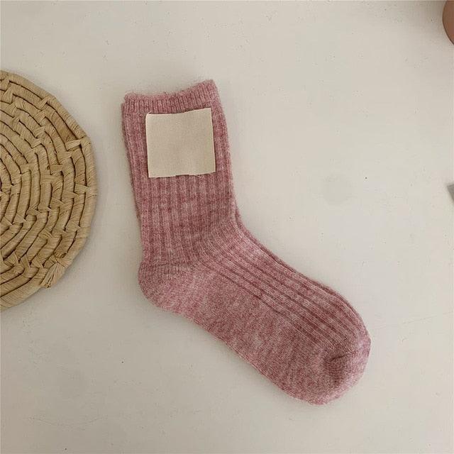 1Pair Ladies Pile Socks for Autumn Winter Pure Cotton Socks Solid Color Keep Warm Women Socks Mid Tube Socks Thickening Cashmere Socks For Men And Women