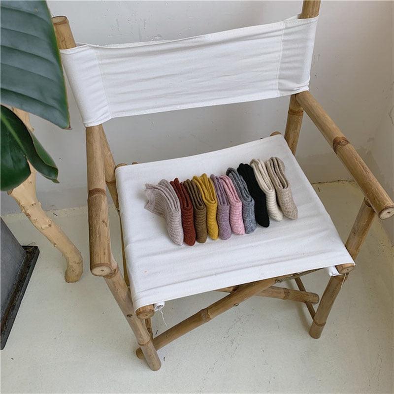 1Pair Ladies Pile Socks for Autumn Winter Pure Cotton Socks Solid Color Keep Warm Women Socks Mid Tube Socks Thickening Cashmere Socks For Men And Women