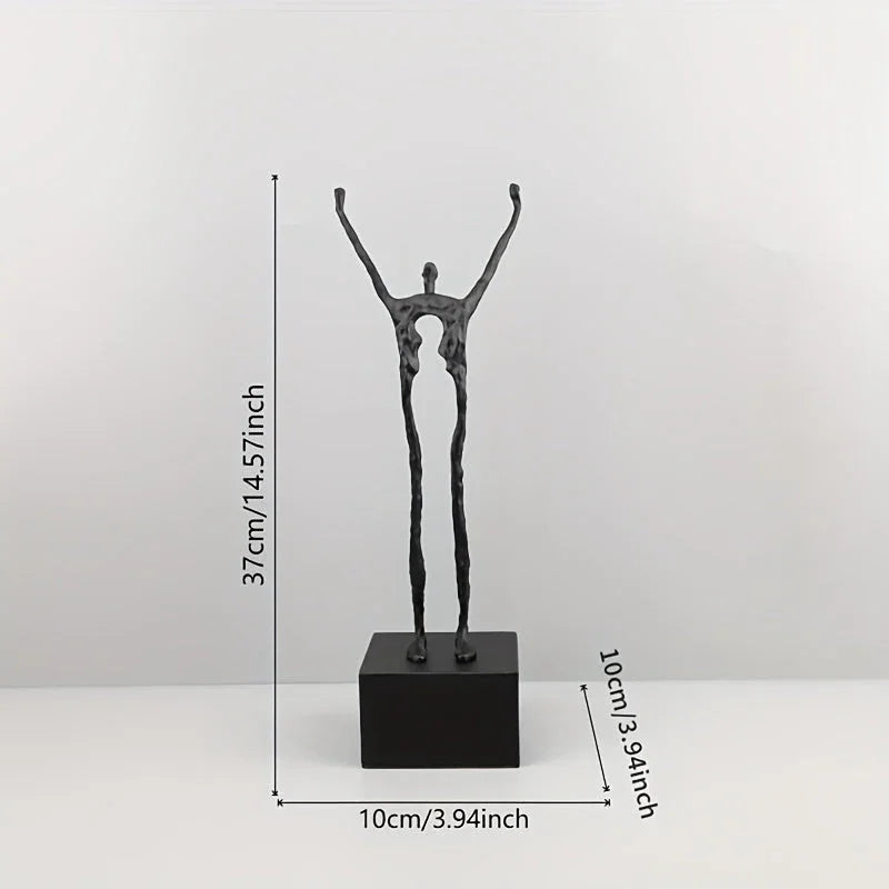 1pc Cast Iron and Marble Abstract Human Figurine Statue Art Piece, Suitable for Living Room, Office, Bookshelf, TV Cabinet - No Electricity Required, Office Artwork | Art Craft | Complex Design, Home Decor Statue, Available i
