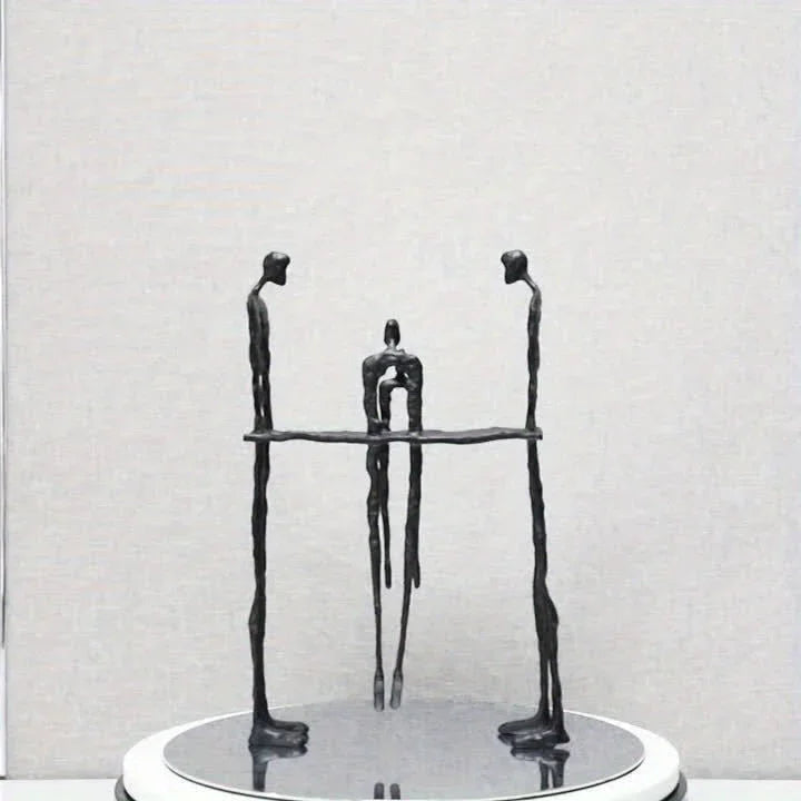 1pc Cast Iron and Marble Abstract Human Figurine Statue Art Piece, Suitable for Living Room, Office, Bookshelf, TV Cabinet - No Electricity Required, Office Artwork | Art Craft | Complex Design, Home Decor Statue, Available i