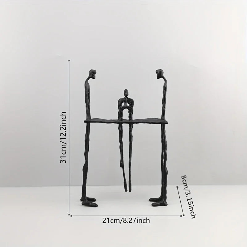 1pc Cast Iron and Marble Abstract Human Figurine Statue Art Piece, Suitable for Living Room, Office, Bookshelf, TV Cabinet - No Electricity Required, Office Artwork | Art Craft | Complex Design, Home Decor Statue, Available i
