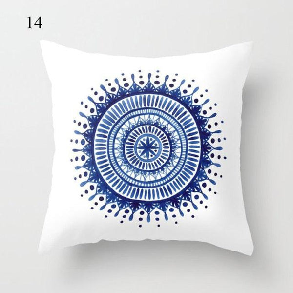 1pc Blue Geometric Landscape Pillowcase Waist Throw Cushion Cover Sofa Printed Navy Blue Throw Pillow Covers Sea Texture Cushion Cover Elegant Decor Square Pillows Covers Car Home Decor 45x45CM