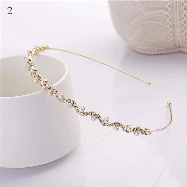 1Pc Crystal Rhinestone Pearl Hair Hoop Headband Bridal Wedding Hair Accessories Girl Beauty Headwear Headdress Women Headpieces