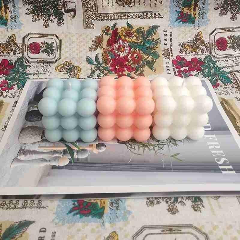 1pc Cube Wax Fragrance Candle Bougie Rose Scented Candles Cute Wax Candles Cube Scented Candle Handmade Decorative Candle Hand Poured Scented Candle Home Decor Candle for Bedroom Aesthetic  Home Geometric Decoration Cube Wax Fragrance Candle