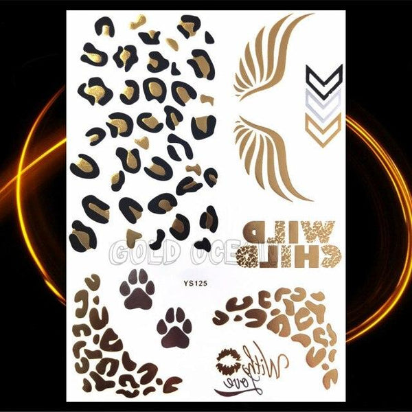 1PC Gold Chain Bracelet Tattoo Sticker Summer Style Fake Jewelry Temporary Tattoo Waterproof Gold Sliver Glitter Body Face Tattoo For Womens