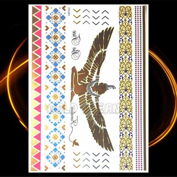 1PC Gold Chain Bracelet Tattoo Sticker Summer Style Fake Jewelry Temporary Tattoo Waterproof Gold Sliver Glitter Body Face Tattoo For Womens