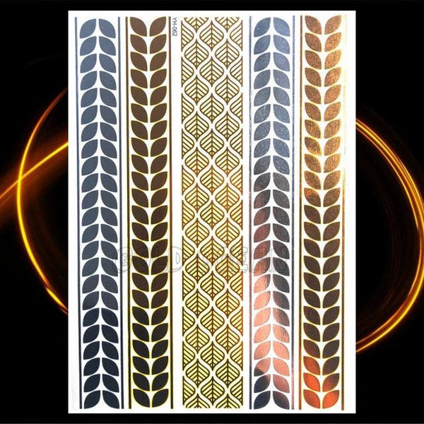 1PC Gold Chain Bracelet Tattoo Sticker Summer Style Fake Jewelry Temporary Tattoo Waterproof Gold Sliver Glitter Body Face Tattoo For Womens