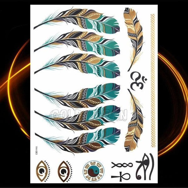 1PC Gold Chain Bracelet Tattoo Sticker Summer Style Fake Jewelry Temporary Tattoo Waterproof Gold Sliver Glitter Body Face Tattoo For Womens