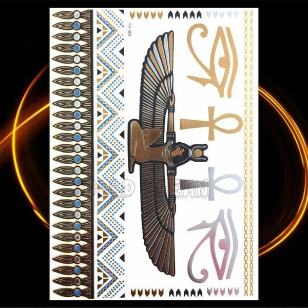 1PC Gold Chain Bracelet Tattoo Sticker Summer Style Fake Jewelry Temporary Tattoo Waterproof Gold Sliver Glitter Body Face Tattoo For Womens