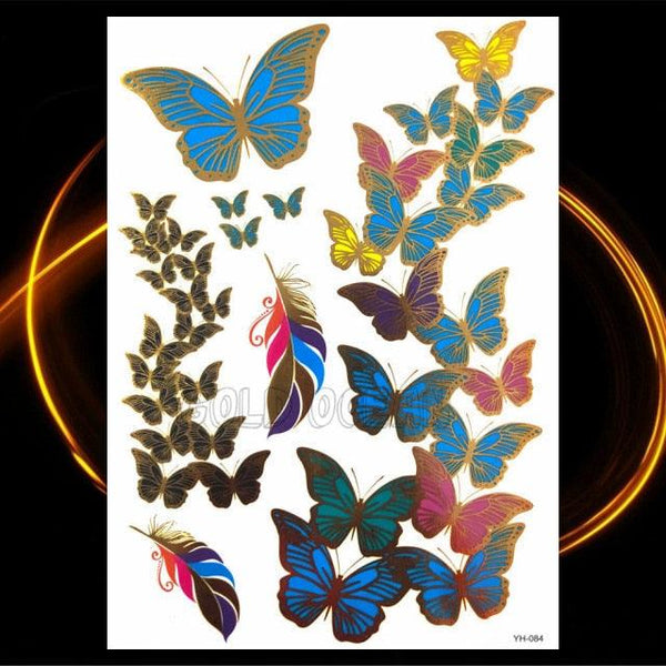 1PC Gold Chain Bracelet Tattoo Sticker Summer Style Fake Jewelry Temporary Tattoo Waterproof Gold Sliver Glitter Body Face Tattoo For Womens