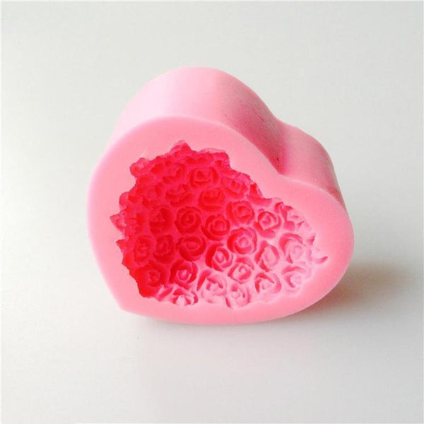 1PC Love Heart Rose Flower Shape 3D Silicone Mold Fondant Chocolate Cake Decorating Baking Tools Moulds Mold Soap Rose Flower Heart Molds Fondant Sugar Pudding Soap Candle Mould