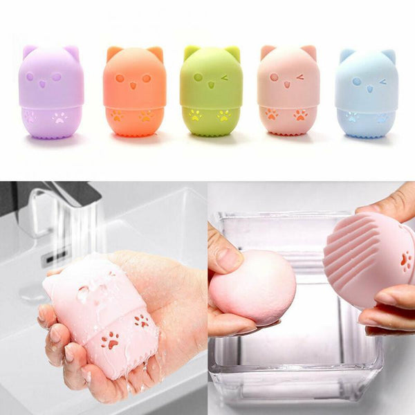 1PC Luxury Powder Puff Holder Sponge Makeup Drying Case Portable Soft Silicone Cosmetic Sponge Box Holder Elegant Soft Design