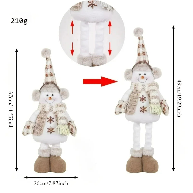 1pc or 3pcs Luge Christmas Snowman & Reindeer Figurines - Stretchable Winter Scene Decor with Expressive Eyes, Festive Holiday Gift for Indoor/Outdoor Use, Durable Collectible Dolls (///), Soft Fabric-like Texture, No Electri