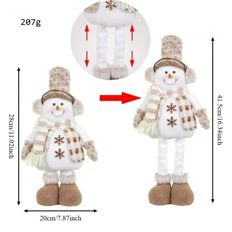1pc or 3pcs Luge Christmas Snowman & Reindeer Figurines - Stretchable Winter Scene Decor with Expressive Eyes, Festive Holiday Gift for Indoor/Outdoor Use, Durable Collectible Dolls (///), Soft Fabric-like Texture, No Electri