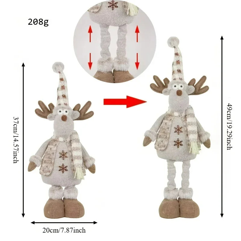 1pc or 3pcs Luge Christmas Snowman & Reindeer Figurines - Stretchable Winter Scene Decor with Expressive Eyes, Festive Holiday Gift for Indoor/Outdoor Use, Durable Collectible Dolls (///), Soft Fabric-like Texture, No Electri