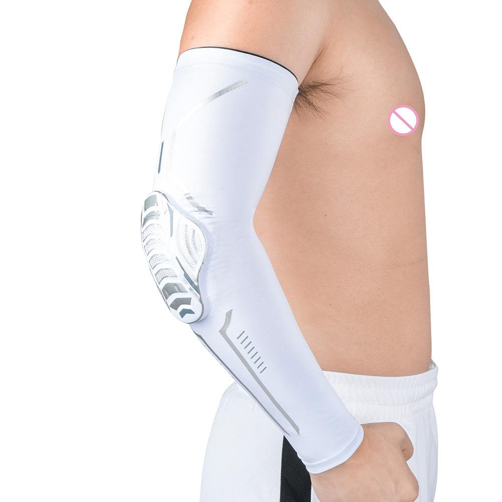 1PC Sport Black Arm Guard Compression Sleeves Sports Fitness Elastic Elbow Protective Pad Outdoor Basketball Football Sleeves For UV Summer Sun Protection Men Athletic Arm Cover