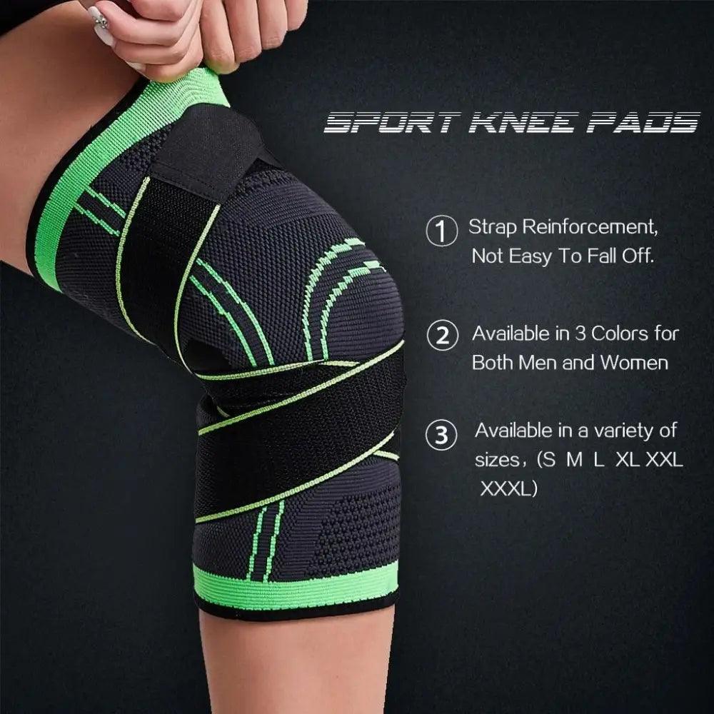 1PC Sport Knee Sleeve Support Men Kneepad Pressurized Elastic Knee Pads Fitness Gear Protector For Sport Improved Circulation Compression Support For Joint Pain