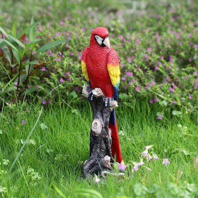 1pc Vibrant Resin Parrot Garden Statue, Colorful Bird Sculpture, Lifelike Flying Parrot Figurine, Vivid Red Parrot Statue, No Electricity Needed, Holiday Christmas Decoration, Indoor Use, Nordic Style Home and TV Cabinet Deco