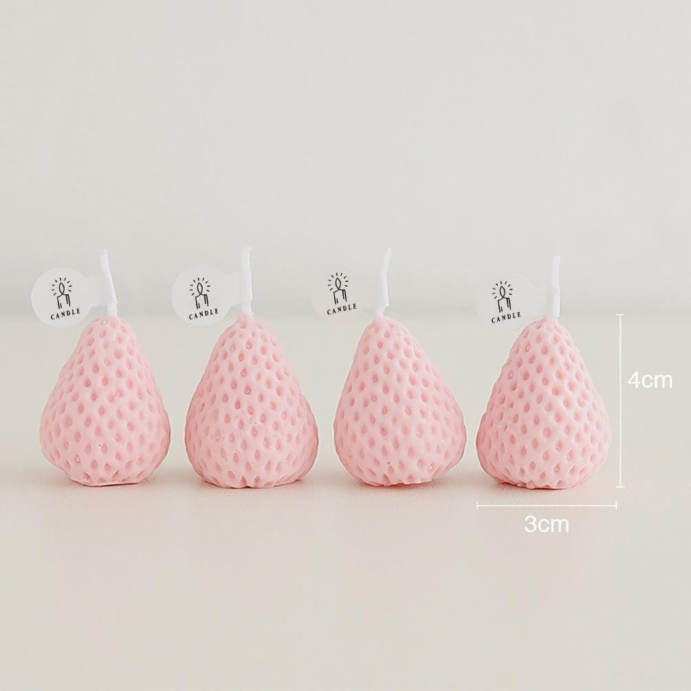 1PC/4PCS Strawberry Decorative Aromatic Candles Strawberry Shaped Scented Candle Mini Soy Wax Candle Small Scented Candle Wax Decorative Candle for Bedroom Bathroom Decoration Parties Soy Wax Scented Candle For Birthday Wedding Candle