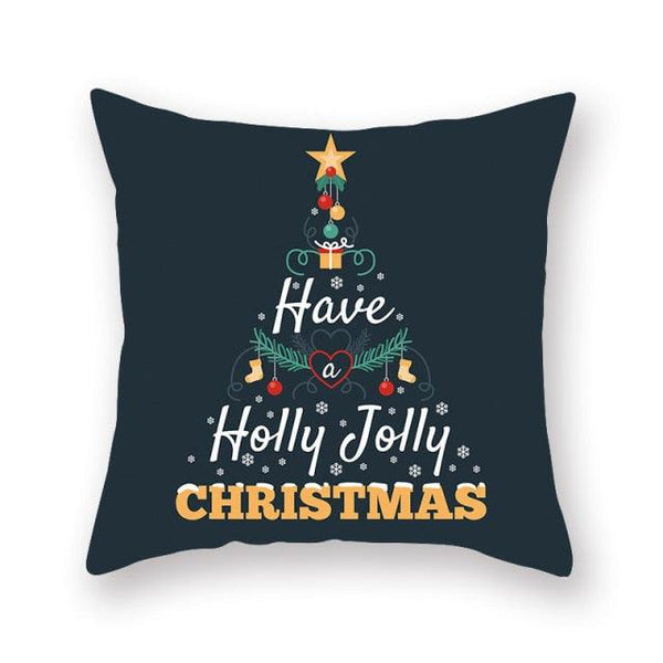 1Pcs Blue Christmas Tree Deer Santa Claus Pattern Polyester Cushion Cover Merry Christmas Throw Cushion Covers Tree Reindeer Star Pillow Case For Party Home Decoration Decorative Sofa Home Decor Pillowcover 45x45cm